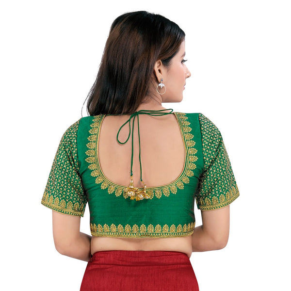 Green Mulberry Silk Vamas Readymade Blouse