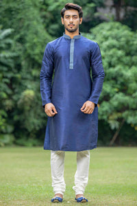 Manyavar Men's Royal Blue Kurta Pajama Set