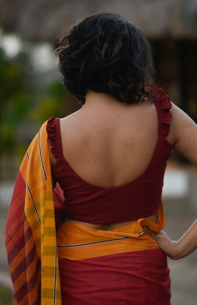 Maroon Cotton Ready Made Blouse