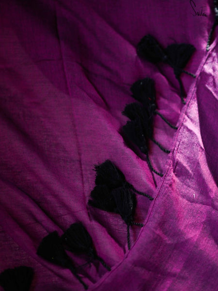 Purple & Black Modal Cotton Saree