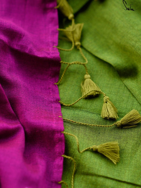 Green & Pink Cotton Acrylic Saree