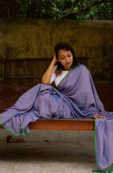 Blue & Green Cotton Saree