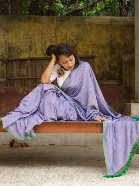 Blue & Green Cotton Saree