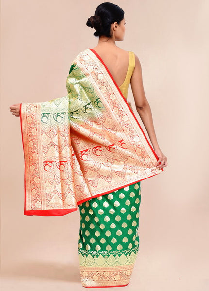 Green and Gold Banarasi Silk Saree