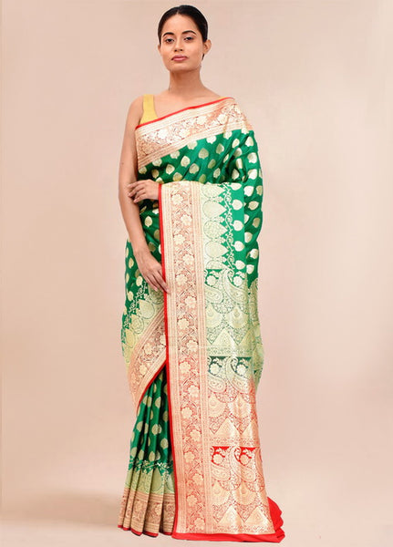 Green and Gold Banarasi Silk Saree