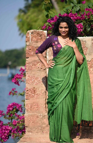 Kiwi Green Modal Liva Saree