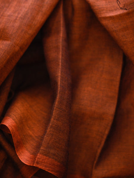 Rust Colored Mul Cotton Saree