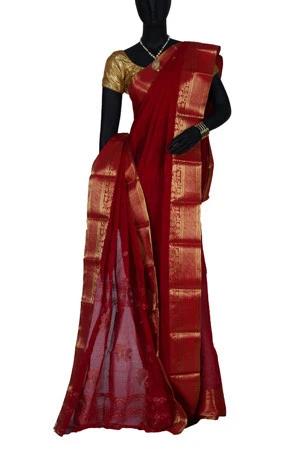 Red Handloom Cotton Saree