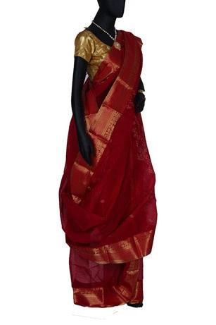 Red Handloom Cotton Saree