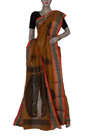 Light Brown Cotton Handloom Saree