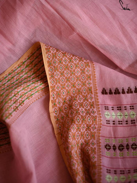 Pink Handloom Cotton Saree