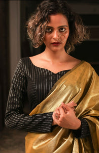 Black & Gold Chanderi Ready Made Blouse