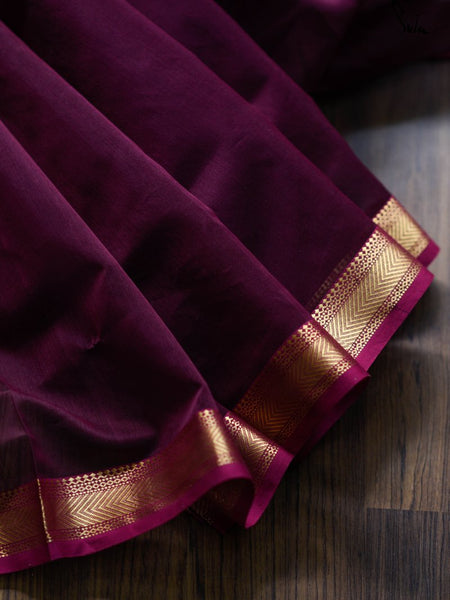 Pure Maroon Maheshwari Silk Saree