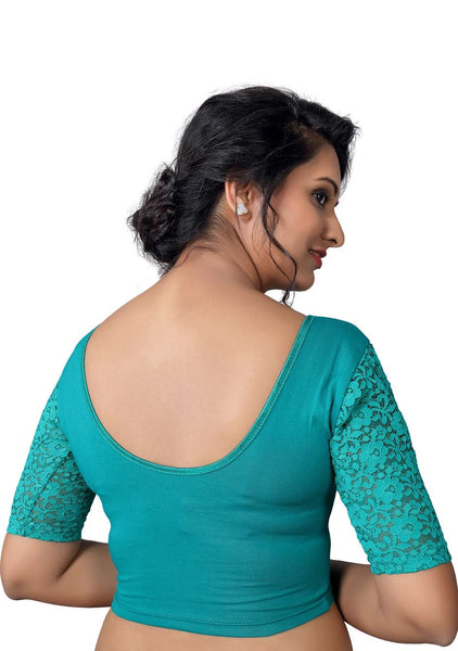 Vamas firozi Cotton Lycra Strechable Round Neck Blouse