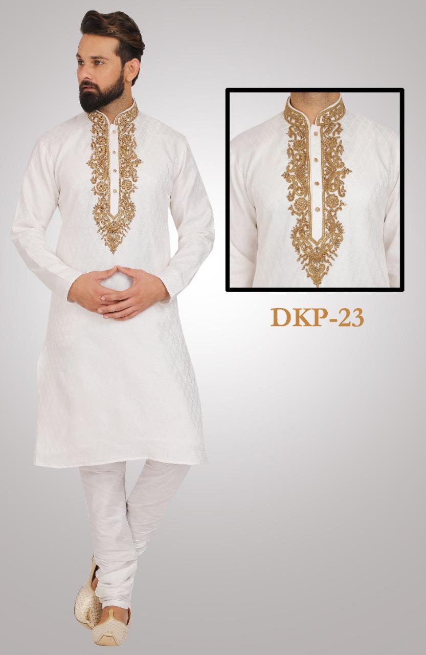 This White Colored Designer Kurta Pajama Set – - Main Image