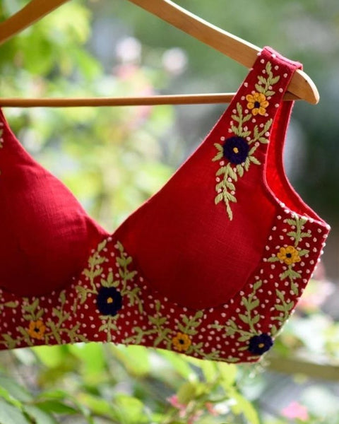 Cotton with Hand Embroidery  Readymade Blouse