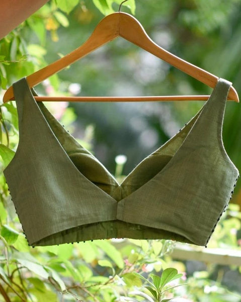 Mint Green Cotton with Hand Embroidery  Readymade Blouse