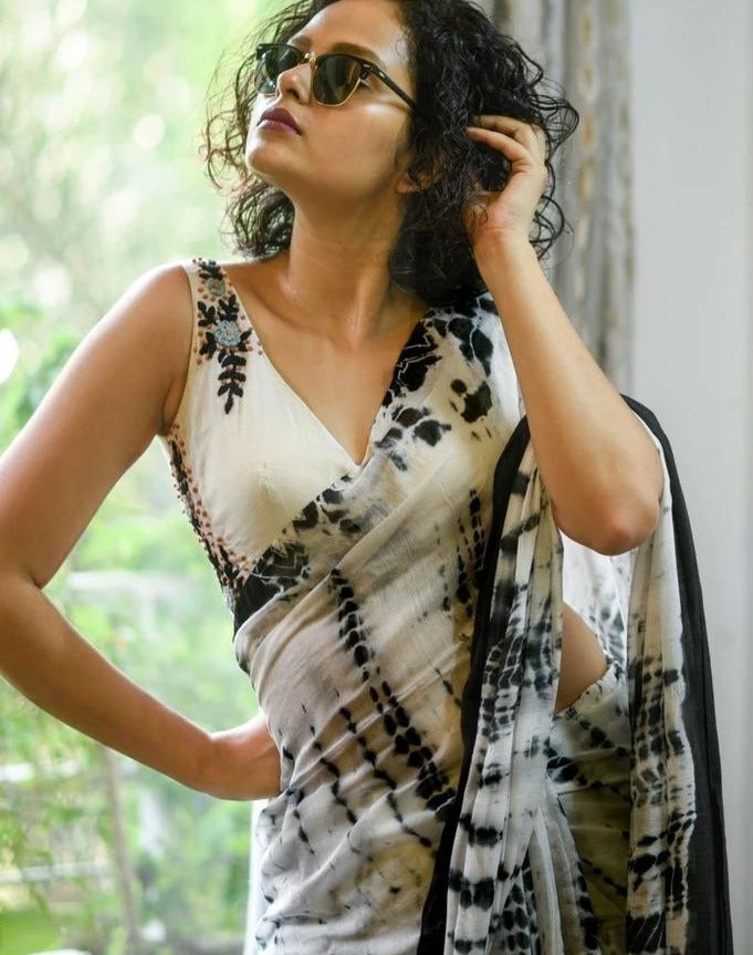 White Cotton with Hand Embroidery  Readymade Blouse