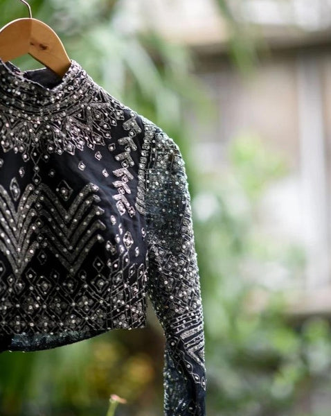 Gorgeous Black with Glitz All Over Readymade Blouse