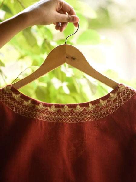 Maroon with Gold Design Work Readymade Blouse