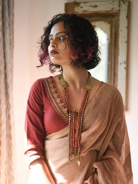 Maroon with Gold Design Work Readymade Blouse