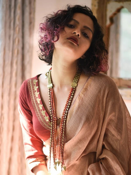 Maroon with Gold Design Work Readymade Blouse