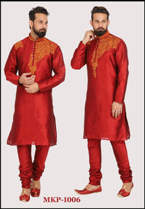 Red Kurta Pajama Set with Embroidery Work