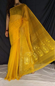 Yellow & Gold Handwoven Zari Jamdani Saree