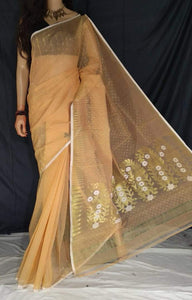 Biege & Gold Handwoven Zari Jamdani Saree