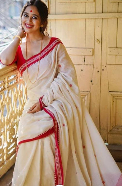 Very Soft Khadi Cotton Saree With Blouse Piece