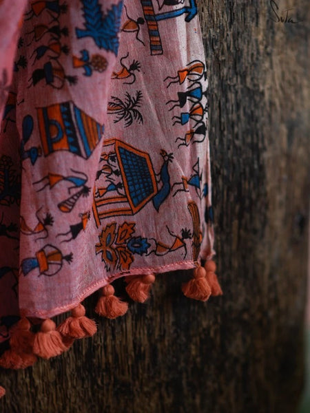 Peach Mul Cotton Saree