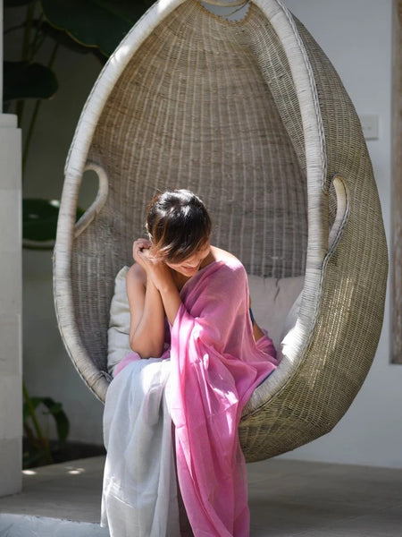 Pink and Grey Mulmul Saree