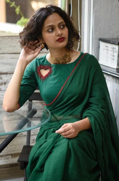 Emerald and Ruby Color Saree