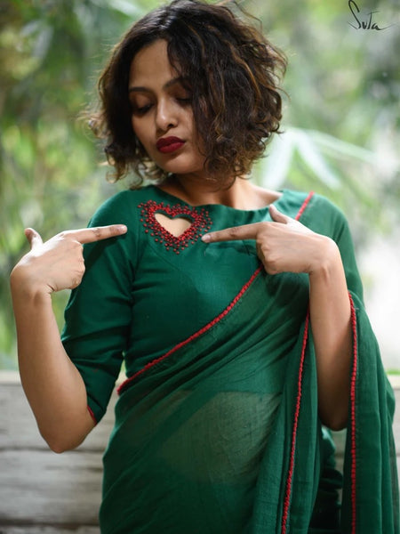 Emerald and Ruby Color Saree