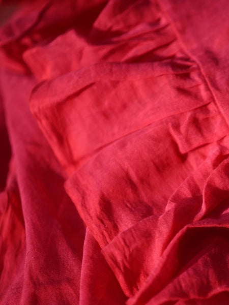 Red Mulmul Swirl Saree