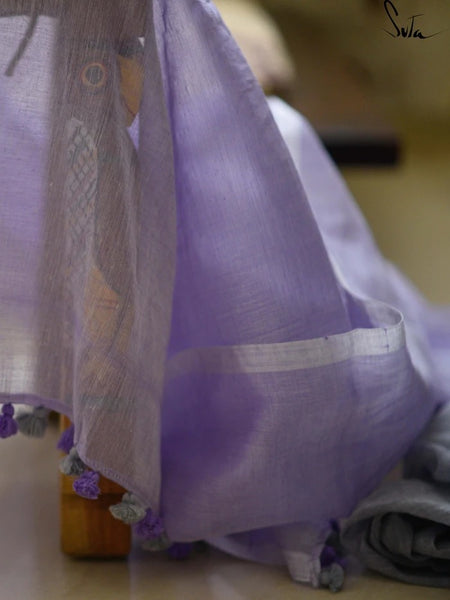 Lavender Cotton Saree