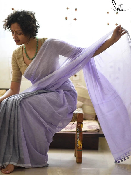 Lavender Cotton Saree