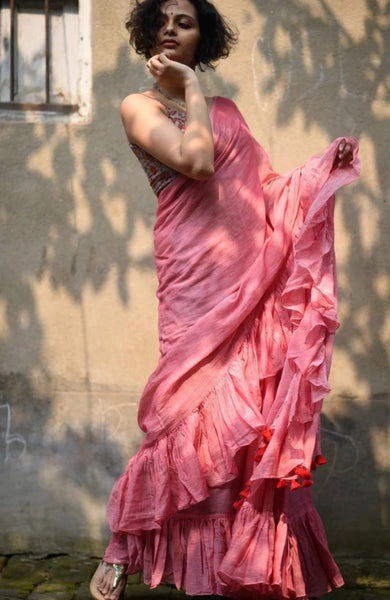 Peach Colored Saree