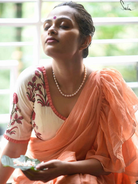 Peach Color Saree