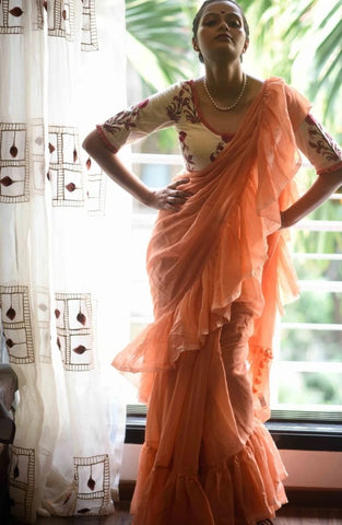 Peach Color Saree