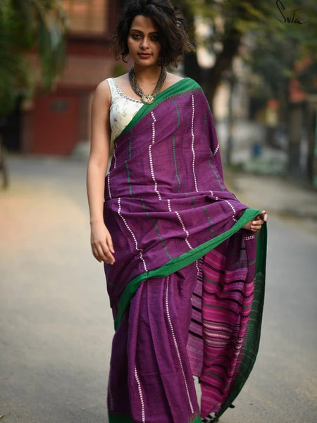 Purple Handloom Saree