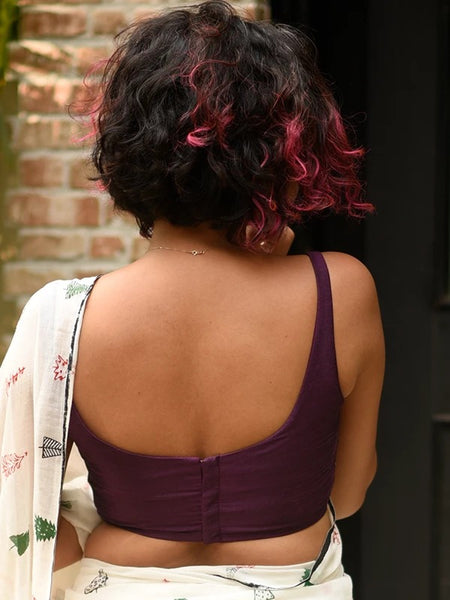 Beautiful Purple Cotton Silk Sleeveless Blouse