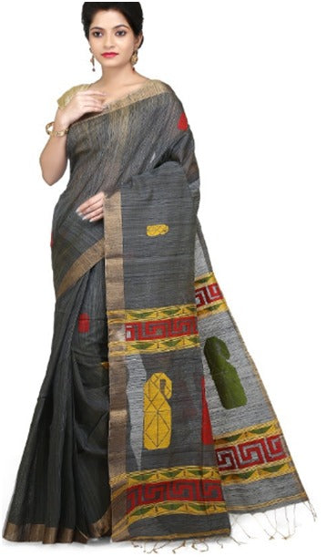 Ash Handloom Silk Matka Saree