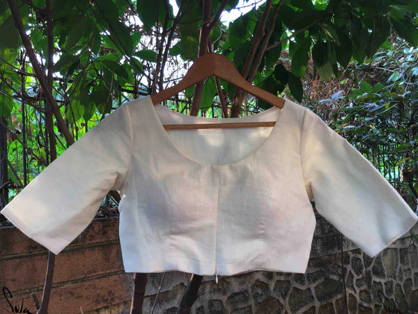 Off-White Cotton Half Sleeve Blouse