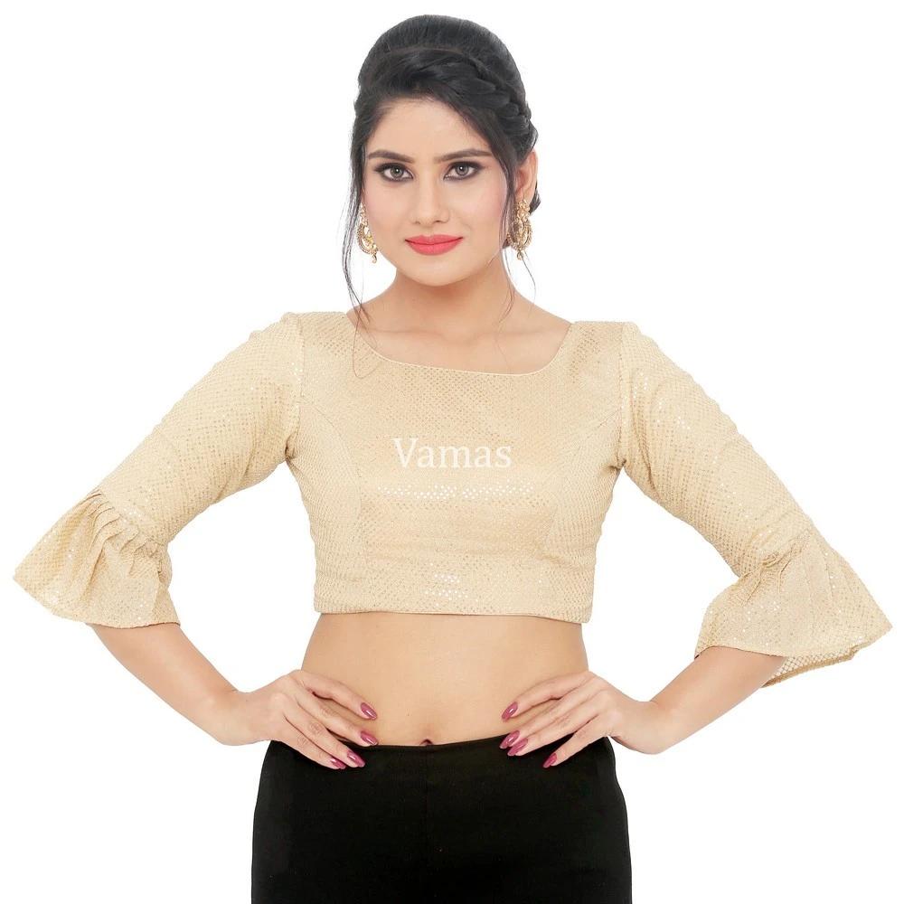 Gold Vamas Chiffon Back Open Ready Made Blouse