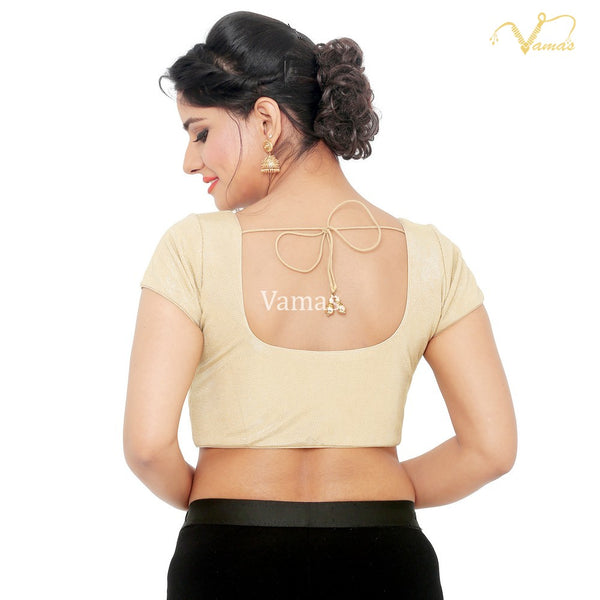 Gold Vamas Lycra Shimmer Front Open Ready Made Blouse
