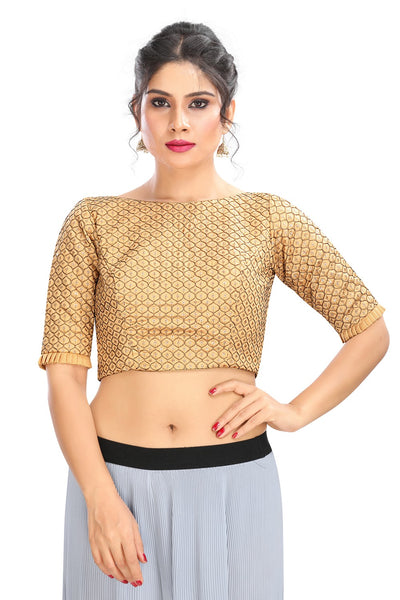 Gold Vamas Embroidery Back Open Ready Made Blouse