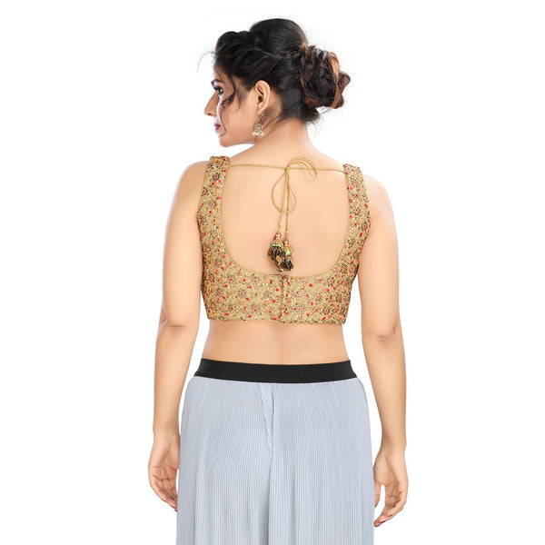 Sleeveless padded back open MuHeNeRa saree blouse