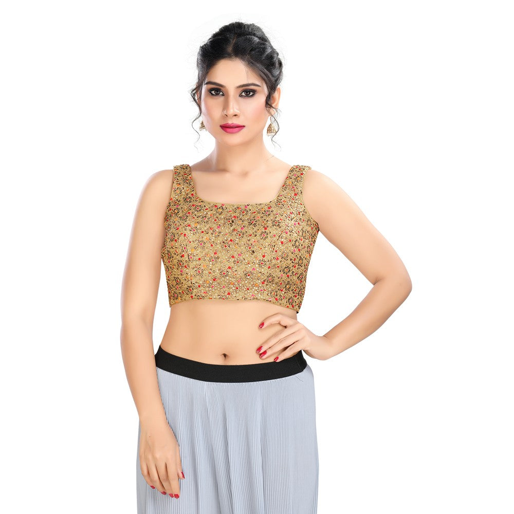 Sleeveless padded back open MuHeNeRa saree blouse