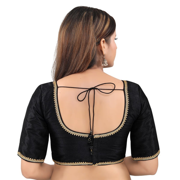 Mulbury Silk Padded Back Open Elbow Sleeves Readymade Blouse
